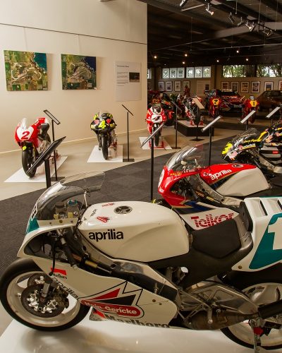 A superb collection of 25 Grand Prix motorcycles from the two famous Italian marques, Aprilia and Cagiva, are housed in the History of Motorspor