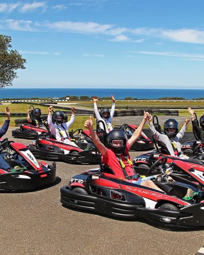 The 750m Go Kart track is a replica of the Phillip Island Grand Prix Circuit